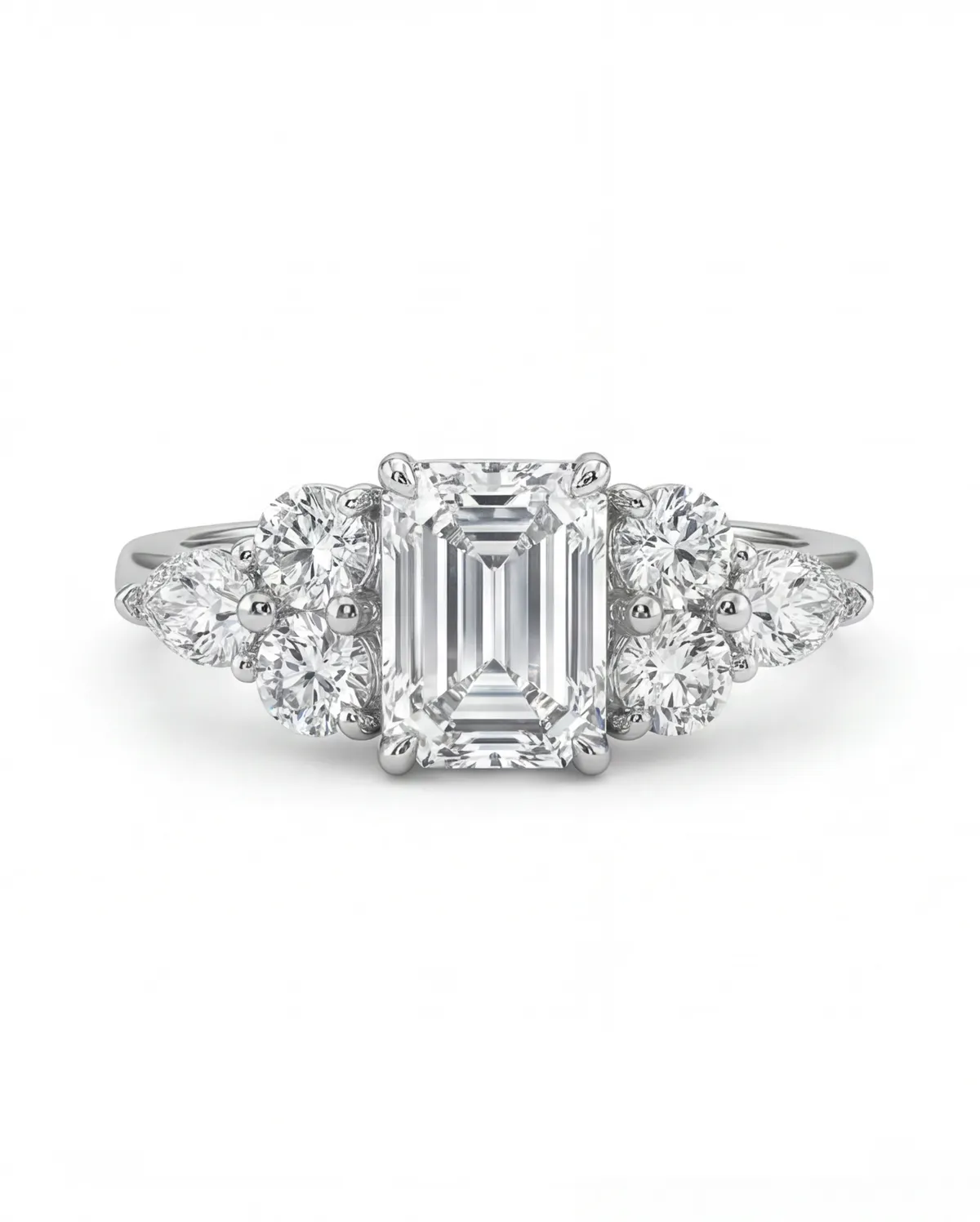 Mix Shape EF VVS Diamond Engagement Ring in 18k White Gold